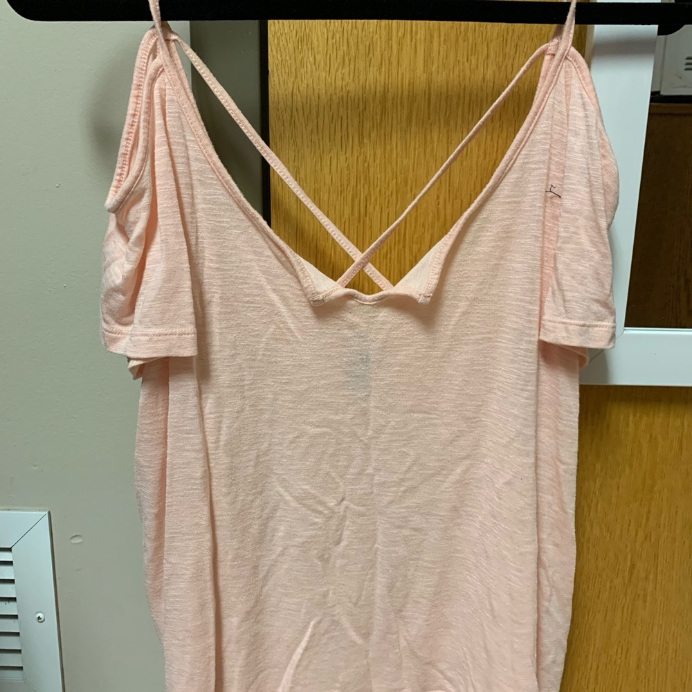 pink off the shoulder flowy top